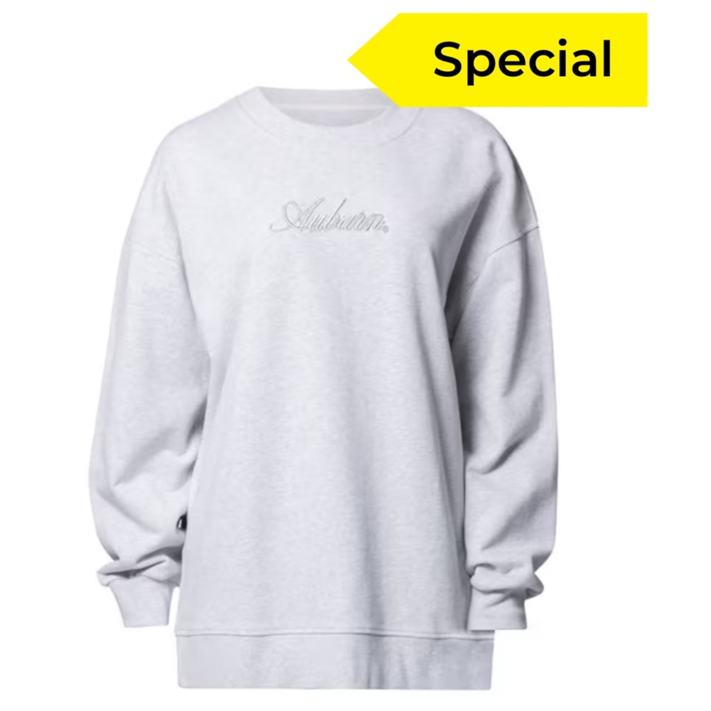 Lululemon Auburn University Tonal Script Perfectly Oversized Crew - Light Grey